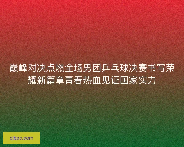 巅峰对决点燃全场男团乒乓球决赛书写荣耀新篇章青春热血见证国家实力